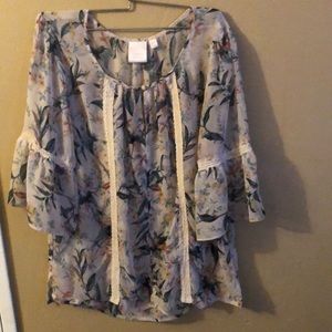 Lauren Conrad Floral blouse, size L,, autumn colors